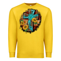 Lemon western turquoise's leopard cross  wooden aztek sunflowers background Premium Sweatshirt - BarkalooDesign