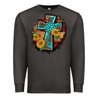 Smoke western turquoise's leopard cross  wooden aztek sunflowers background Premium Sweatshirt - BarkalooDesign