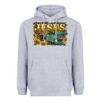 Heather Grey jesus the way the truth the life Heavyweight Hoodie - BarkalooDesign
