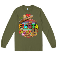 Army Green Fiesta Long Sleeve Tee - FaDigitalArtStudio