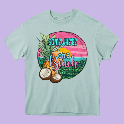 Somewhere On A Beach Heavy Core Tee Designed By Jahusdesignshop