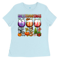 Baby Blue hallothanksmas Ladies Tee - texasbilliewilder