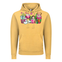 Vintage Mustard pink christmas snowman coffee cups Vintage Hoodie - OliviaCreatesArt