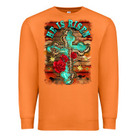 Carrot he is risen cross with roses background Premium Sweatshirt - BarkalooDesign