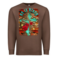 Chestnut he is risen cross with roses background Premium Sweatshirt - BarkalooDesign