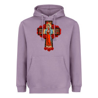 Lavender lady of guadalupe rose cross, Heavyweight Hoodie - BarkalooDesign