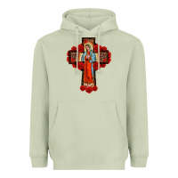 Matcha lady of guadalupe rose cross, Heavyweight Hoodie - BarkalooDesign