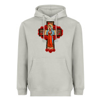 Moon Dust lady of guadalupe rose cross, Heavyweight Hoodie - BarkalooDesign