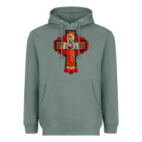 Sage lady of guadalupe rose cross, Heavyweight Hoodie - BarkalooDesign