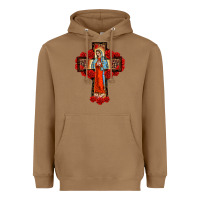 Toasted Coconut lady of guadalupe rose cross, Heavyweight Hoodie - BarkalooDesign
