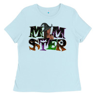 Baby Blue Momster with witch Ladies Tee - NancyCooperArtShop