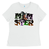 White Momster with witch Ladies Tee - NancyCooperArtShop