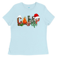 Baby Blue Christmas camp Ladies Tee - NancyCooperArtShop