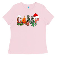 Bubblegum Pink Christmas camp Ladies Tee - NancyCooperArtShop