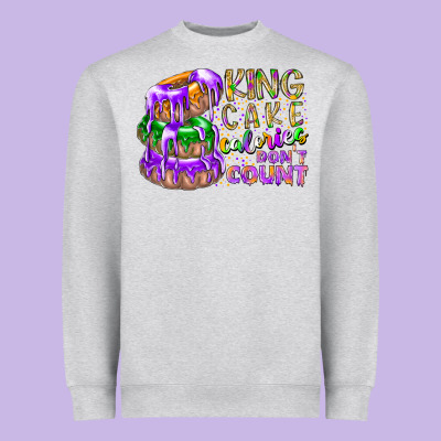 King Cake Calories Dont Count Heavyweight Sweatshirt Designed By Racoondesign