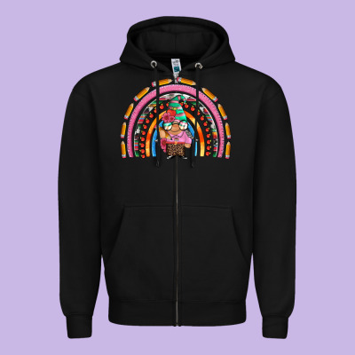 Teacher Gnome Rainbow Zipper Hoodie Designed By Artiststas