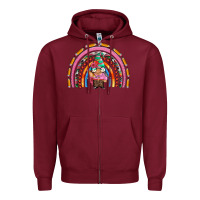 Burgundy teacher gnome rainbow Zipper Hoodie - Artiststas