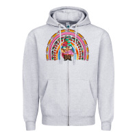 Heather Grey teacher gnome rainbow Zipper Hoodie - Artiststas