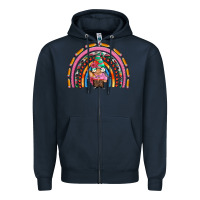 Navy teacher gnome rainbow Zipper Hoodie - Artiststas