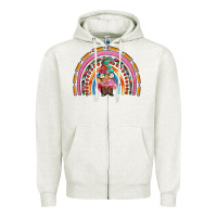 Oatmeal Heather teacher gnome rainbow Zipper Hoodie - Artiststas