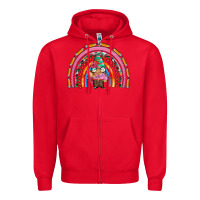 Red teacher gnome rainbow Zipper Hoodie - Artiststas
