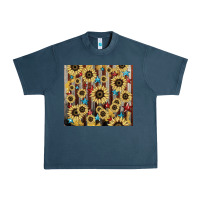 Midnight Navy America flag sunflower star tumbler Urban Heavy Tee - HowdyJamesFarm