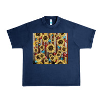 Navy America flag sunflower star tumbler Urban Heavy Tee - HowdyJamesFarm