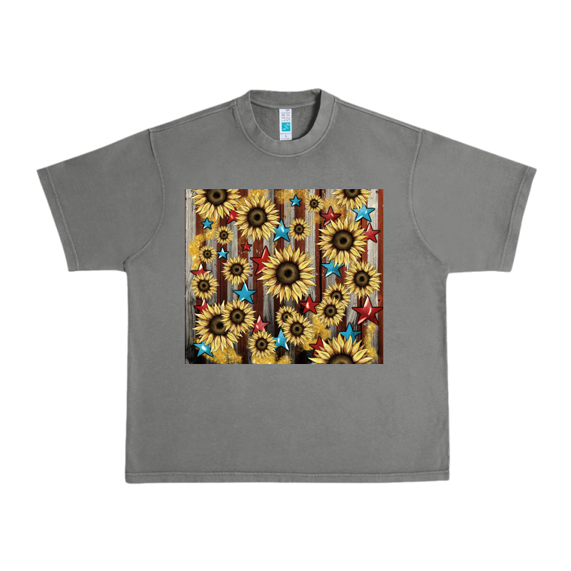 America Flag Sunflower Star Tumbler Urban Heavy Tee by HowdyJamesFarm | Teevron