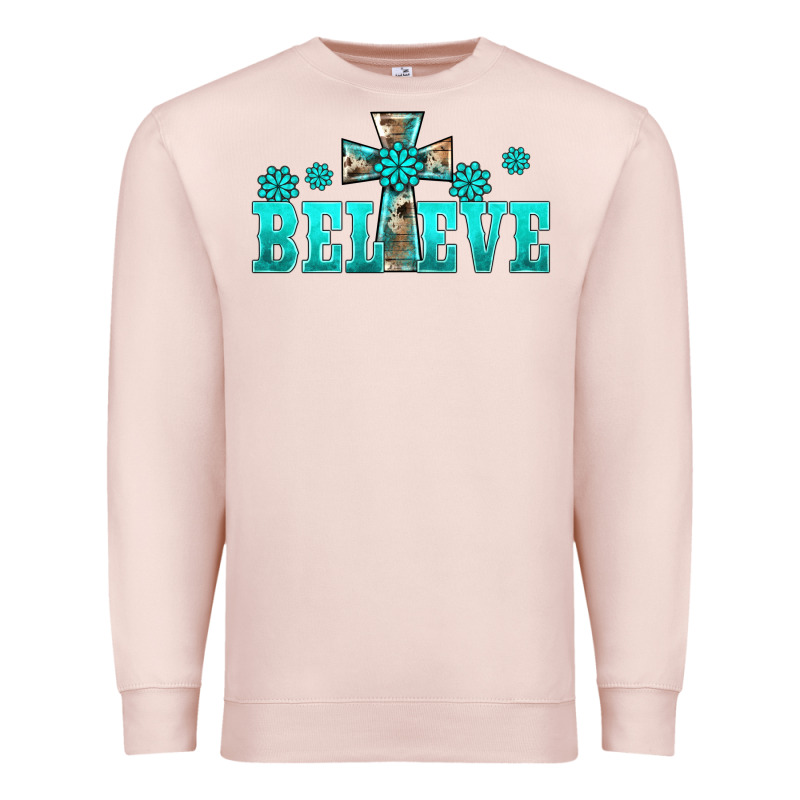 Western Turquoise's Gemstones Cross Believe Premium Sweatshirt by BarkalooDesign | Teevron