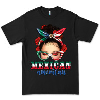 Black Mexican American Messy Bun Premium Tee - texasbilliewilder