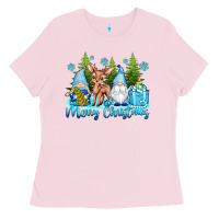 Bubblegum Pink merry christmas gnomes Ladies Tee - texasbilliewilder