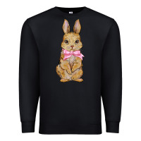 Black easter rabbit pink flowers Premium Sweatshirt - BarkalooDesign