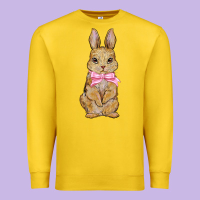 Easter Rabbit Pink Flowers Premium Sweatshirt Designed By Barkaloodesign