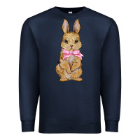 Navy easter rabbit pink flowers Premium Sweatshirt - BarkalooDesign