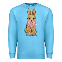 Ocean Blue easter rabbit pink flowers Premium Sweatshirt - BarkalooDesign