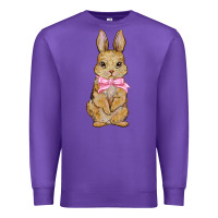 Purple easter rabbit pink flowers Premium Sweatshirt - BarkalooDesign