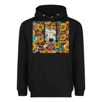 Black white Scottish calf and sunflowers Heavyweight Hoodie - BarkalooDesign