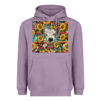 Lavender white Scottish calf and sunflowers Heavyweight Hoodie - BarkalooDesign