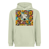 Matcha white Scottish calf and sunflowers Heavyweight Hoodie - BarkalooDesign