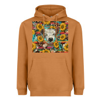 Meerkat white Scottish calf and sunflowers Heavyweight Hoodie - BarkalooDesign