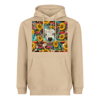Mushroom white Scottish calf and sunflowers Heavyweight Hoodie - BarkalooDesign