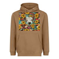Toasted Coconut white Scottish calf and sunflowers Heavyweight Hoodie - BarkalooDesign