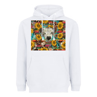 White white Scottish calf and sunflowers Heavyweight Hoodie - BarkalooDesign