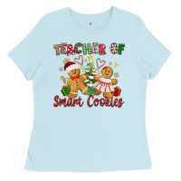 Baby Blue Teacher of smart cookies Ladies Tee - texasbilliewilder