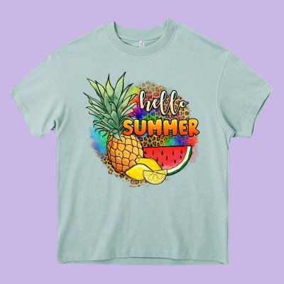 Hello Summer Pineapple Heavy Core Tee Designed By Jahusdesignshop