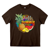 Chocolate Brown hello summer pineapple Heavy Core Tee - JahusDesignShop