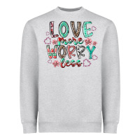 Heather Grey love more worry less Heavyweight Sweatshirt - RacoonDesign