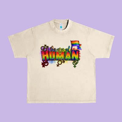 We Are All Human Urban Heavy Tee Designed By Cowgirlartshop