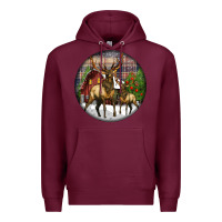 Burgundy elk buck deer christmas Premium Hoodie - LillyAllenDesigns