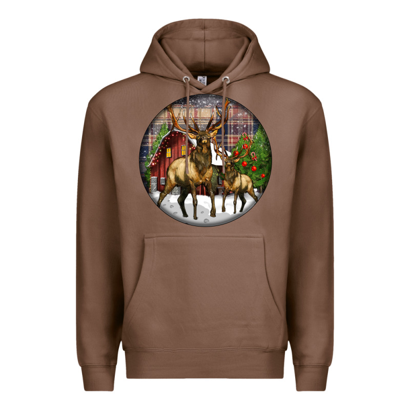Elk Buck Deer Christmas Premium Hoodie by LillyAllenDesigns | Teevron